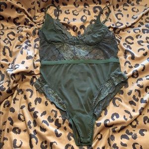 Olive green lace bodysuit